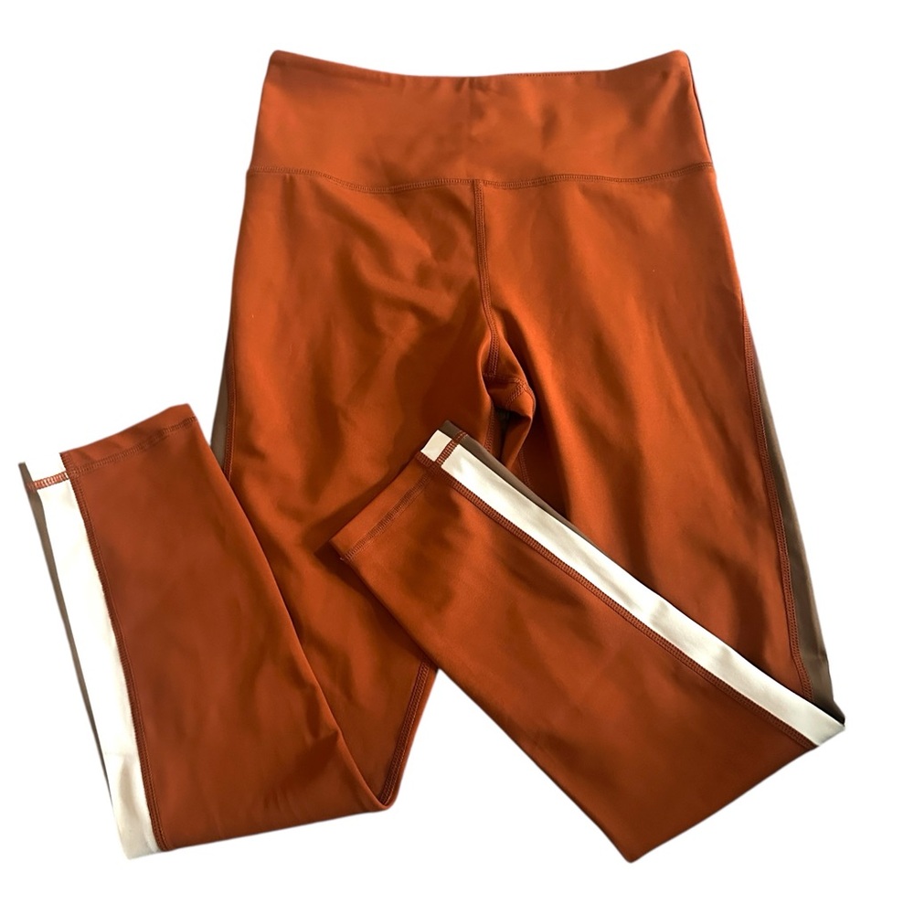Zyia Active Joplin Stripe 7/8 Crop Burnt Orange Leggings Womens 6-8 - Picture 2 of 7